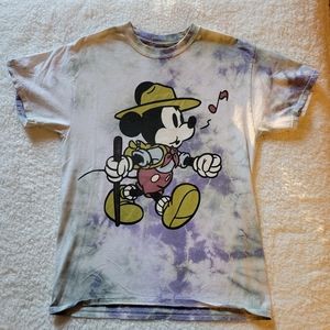 Men's Medium Tie Dye Disney Mickey Mouse Wilderness Explorer Tee T-shirt